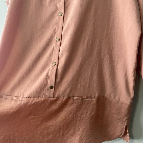 MarlaWynne Peach Bronze Toned Button Front Long Sleeve Tunic Shirt - Picture 8 of 13